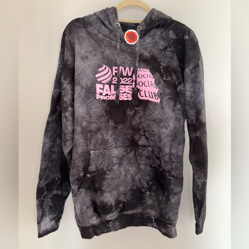 NWT anti social social club F/W collab 2022 collection gray tie dye pink print